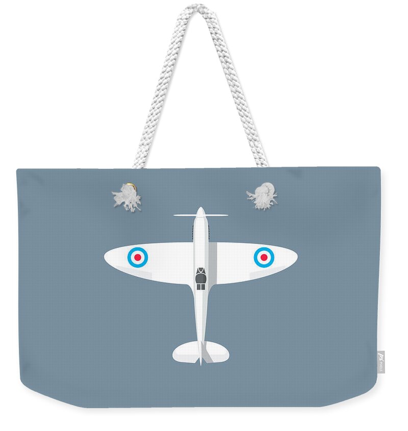 Spitfire Weekender Tote Bag featuring the digital art Spitfire WWII Fighter Aircraft - Slate by Organic Synthesis