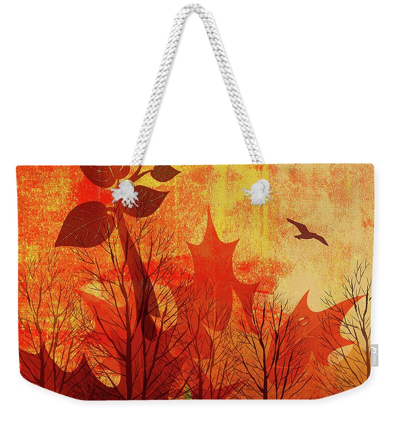 Colorful Weekender Tote Bag featuring the digital art Autumn Scenic Abstract by Doreen Erhardt