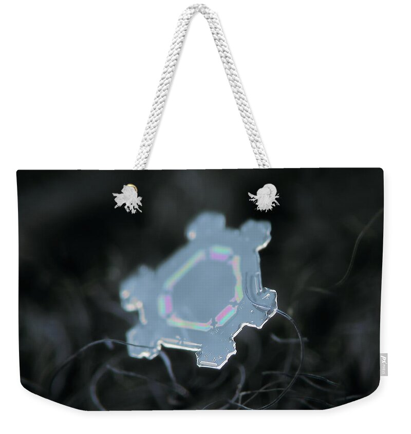 Snowflake Weekender Tote Bag featuring the photograph Real snowflake 2020-01-28_1 by Alexey Kljatov