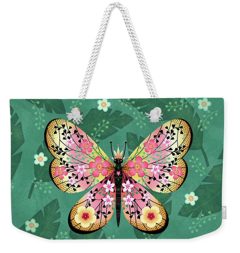 Butterfly Weekender Tote Bag featuring the digital art Beautiful Butterfly Blessing by Valerie Drake Lesiak