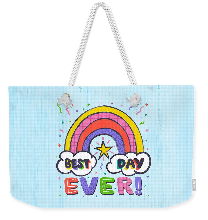 Happy Weekender Tote Bag featuring the painting Best Day Ever - Art by Jen Montgomery by Jen Montgomery