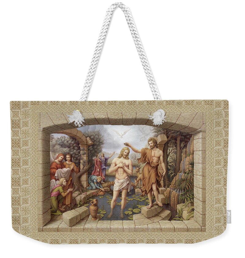 Christian Art Weekender Tote Bag featuring the painting The Baptism of Christ by Kurt Wenner