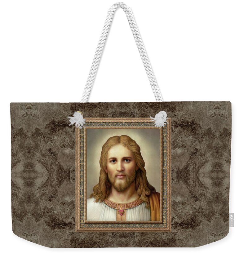 Christian Art Weekender Tote Bag featuring the painting Christ with Sacred Heart by Kurt Wenner