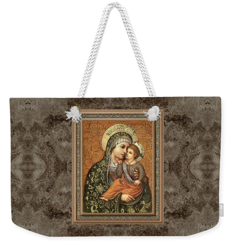 Christian Art Weekender Tote Bag featuring the painting Grazie Madonna by Kurt Wenner