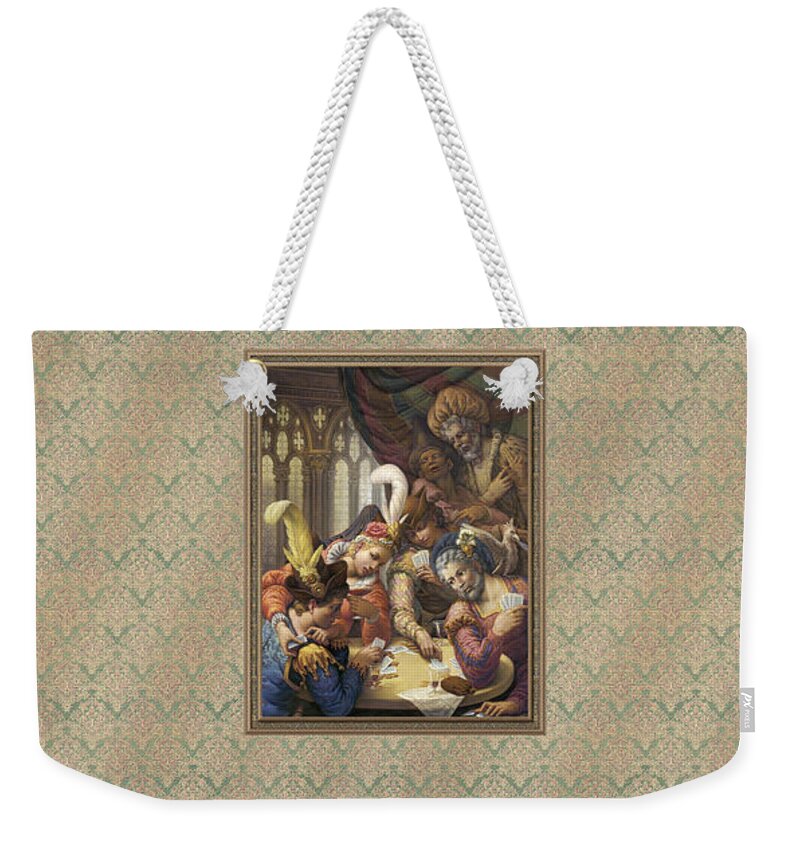 Card Players Weekender Tote Bag featuring the pastel The Card Players by Kurt Wenner
