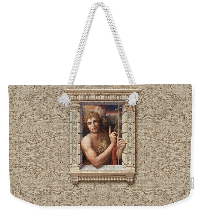 Christian Art Weekender Tote Bag featuring the painting St. John the Baptist by Kurt Wenner