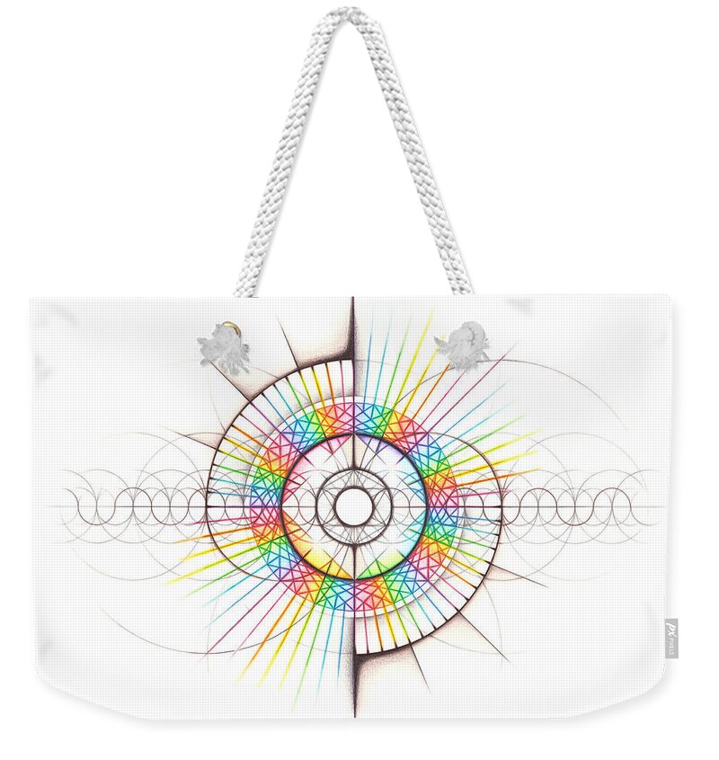 Abstract Weekender Tote Bag featuring the drawing Intuitive Geometry - The Intuitive Self and Personality Matrix by Nathalie Strassburg