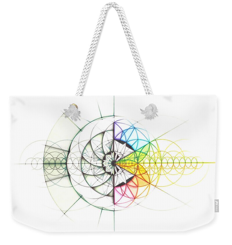 Abstract Weekender Tote Bag featuring the drawing Intuitive Geometry Crystallography 24 Cell Geometry by Nathalie Strassburg