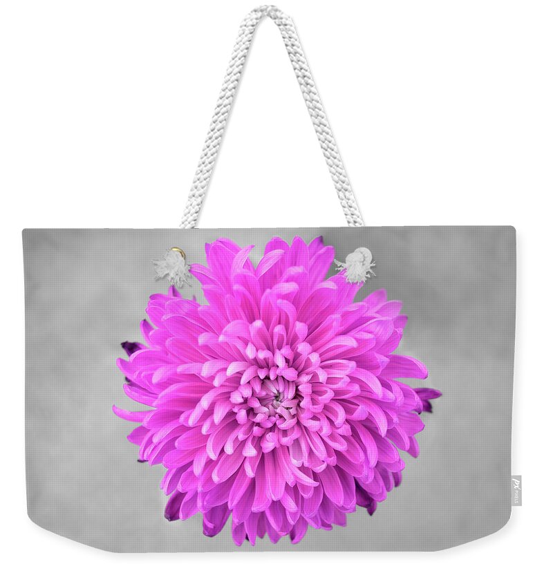 Floral Weekender Tote Bag featuring the photograph Pink Chrysanthemum Flower Joy-Pink by Renee Spade Photography