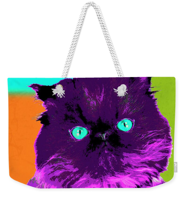 Cat Weekender Tote Bag featuring the photograph PopART Persian Kitty by Renee Spade Photography