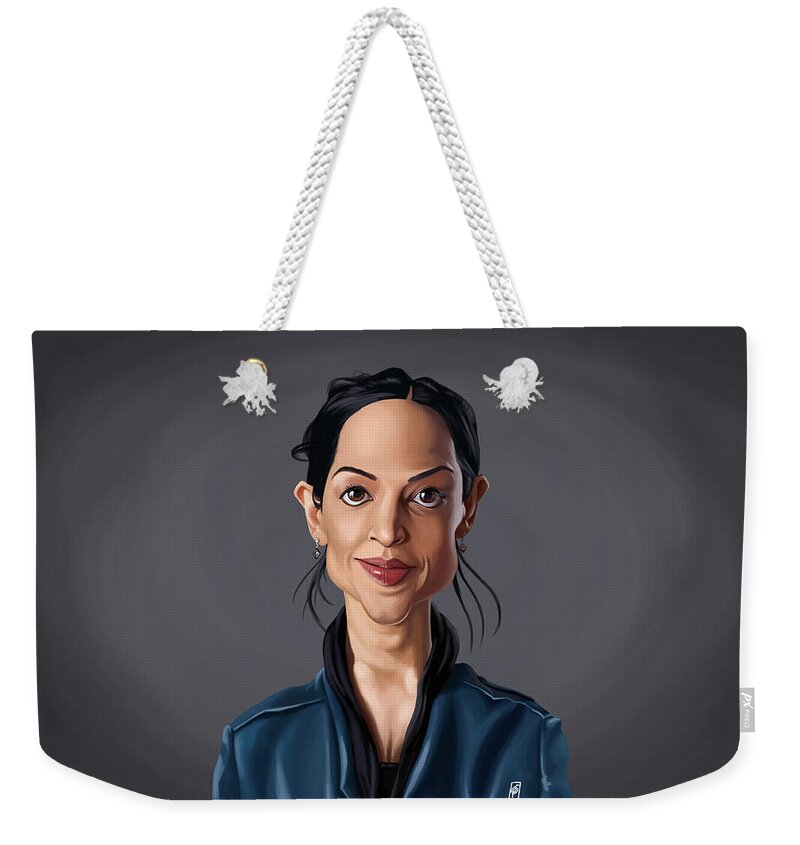 Illustration Weekender Tote Bag featuring the digital art Celebrity Sunday - Archie Panjabi by Rob Snow