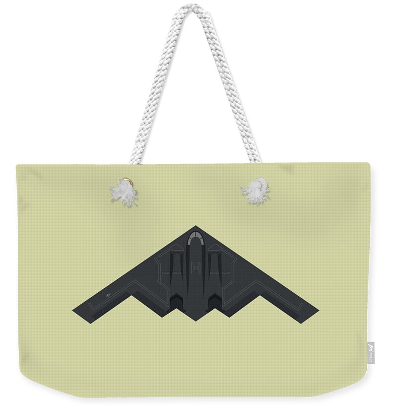 Aviation Weekender Tote Bag featuring the digital art B2 Stealth Bomber Jet Aircraft - Eggshell by Organic Synthesis