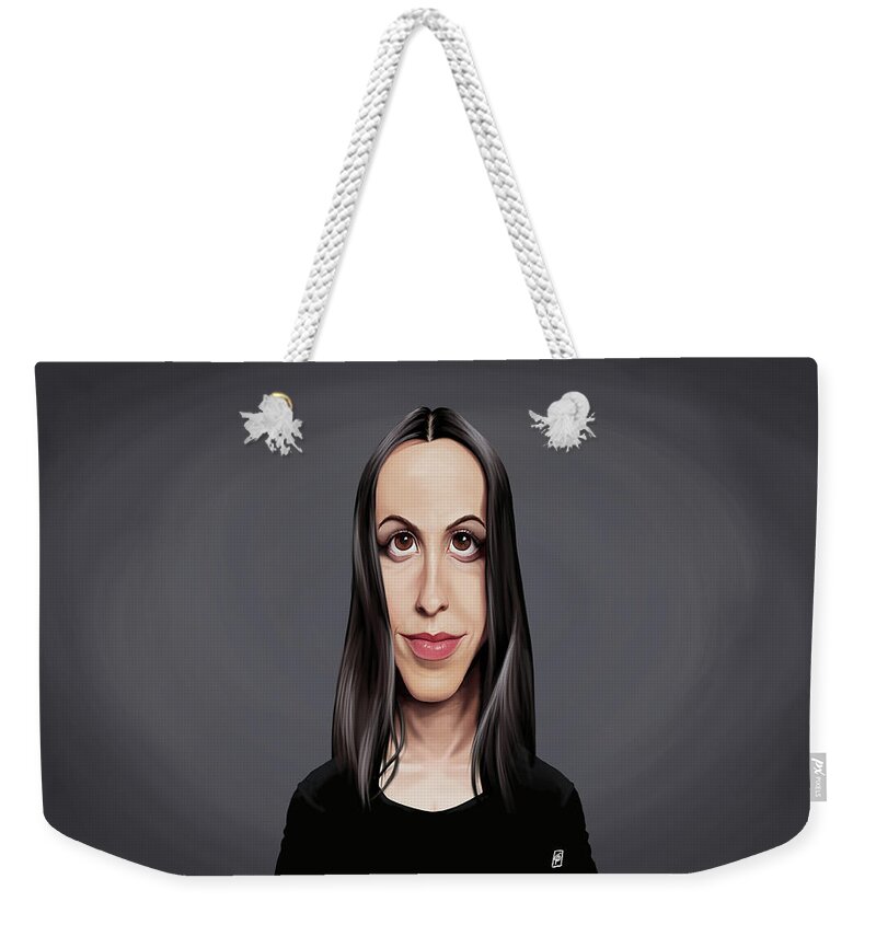 Illustration Weekender Tote Bag featuring the digital art Celebrity Sunday - Alanis Morissette by Rob Snow