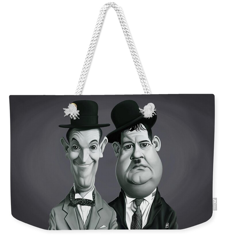 Illustration Weekender Tote Bag featuring the digital art Celebrity Sunday - Laurel and Hardy by Rob Snow
