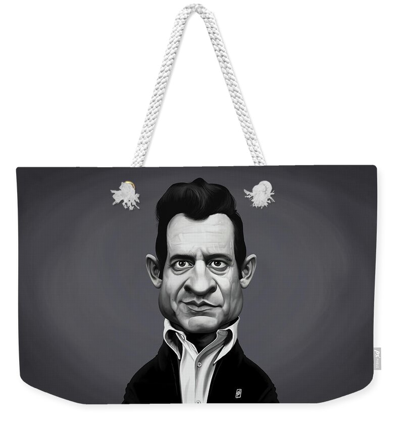 Illustration Weekender Tote Bag featuring the digital art Celebrity Sunday - Johnny Cash by Rob Snow
