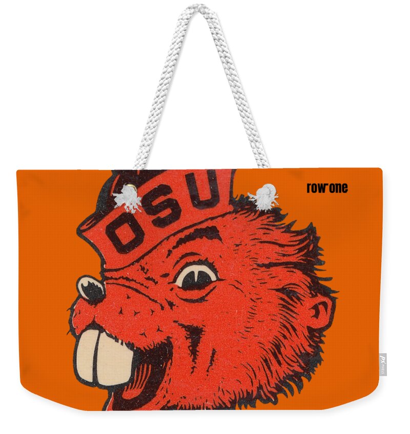 Benny Beaver Weekender Tote Bag featuring the mixed media 1973 Benny Beaver Art by Row One Brand