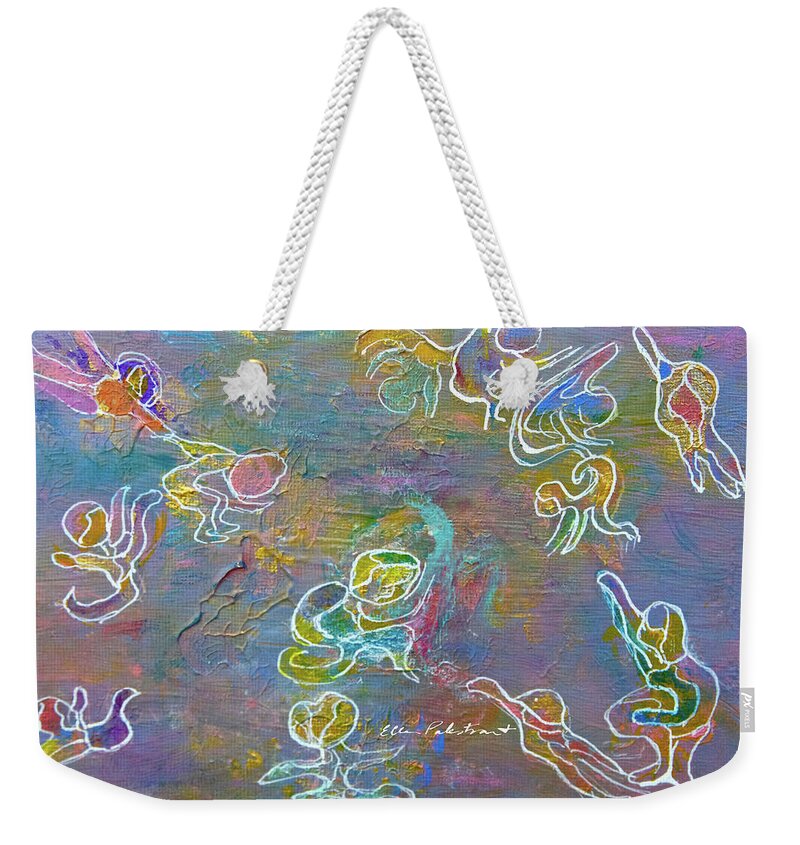 Ellen Palestrant Weekender Tote Bag featuring the painting We Are The Glimpsibles Flying Through The Sky by Ellen Palestrant