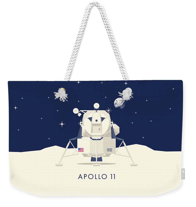 Apollo 11 Weekender Tote Bag featuring the digital art Apollo 11 Space - Lunar Lander Module by Organic Synthesis