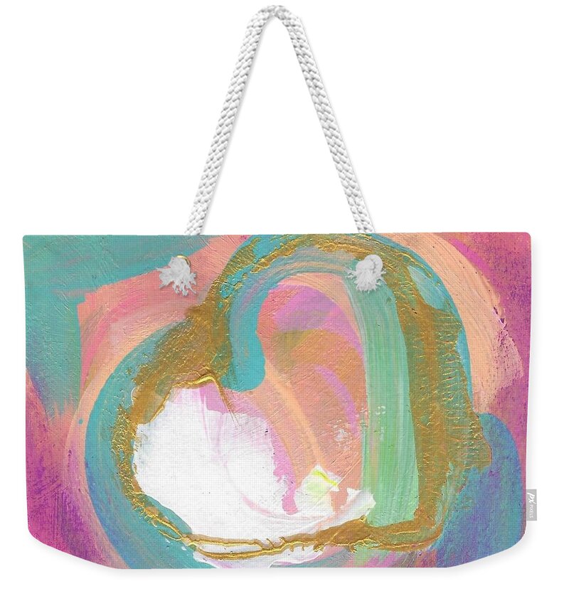 Heart Weekender Tote Bag featuring the painting Heart Echo Love 2021 #2 by Kristen Abrahamson