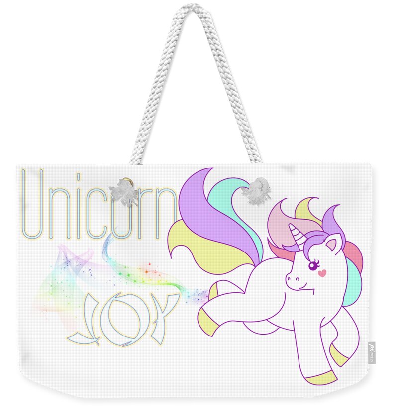 Unicorn Weekender Tote Bag featuring the digital art Unicorn Joy by Tanya Owens