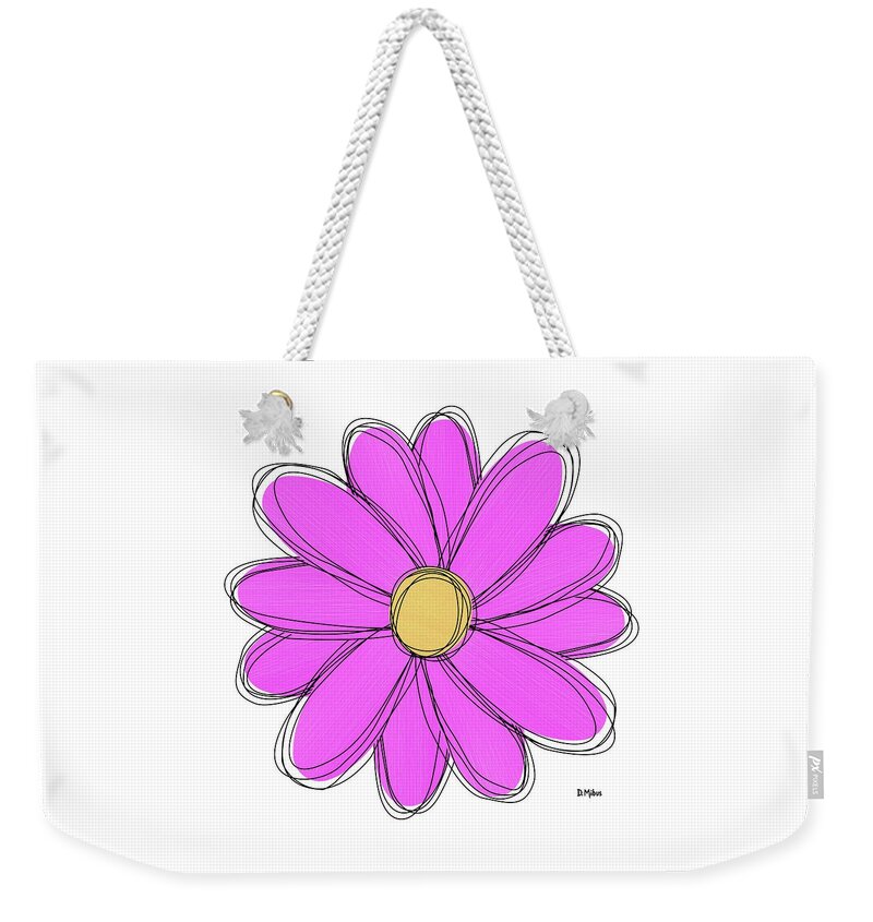 Mod Flower Weekender Tote Bag featuring the mixed media Pink and Yellow Flower by Donna Mibus