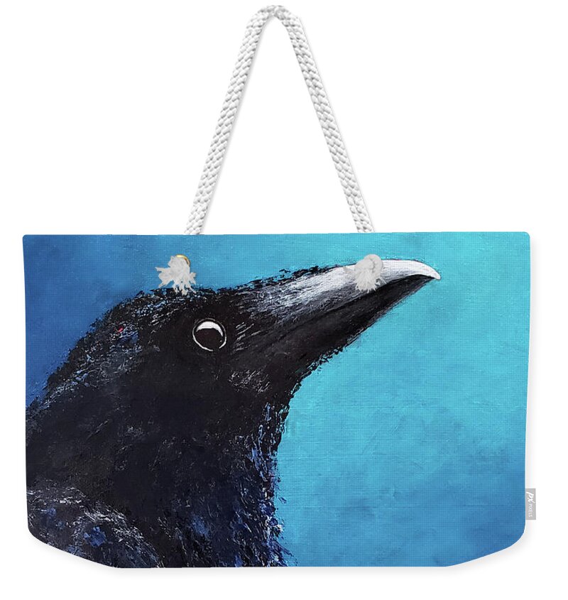 Crow Weekender Tote Bag featuring the painting As Above, So Below by Cindy Johnston