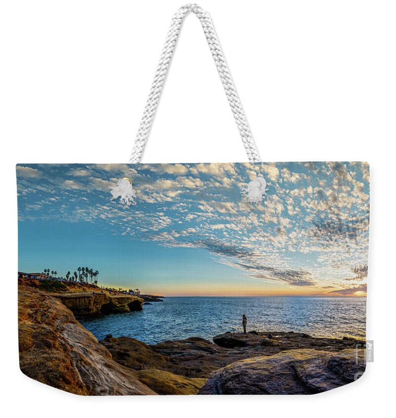 Beach Weekender Tote Bag featuring the photograph As the Sun Sets at Sunset Cliffs by David Levin