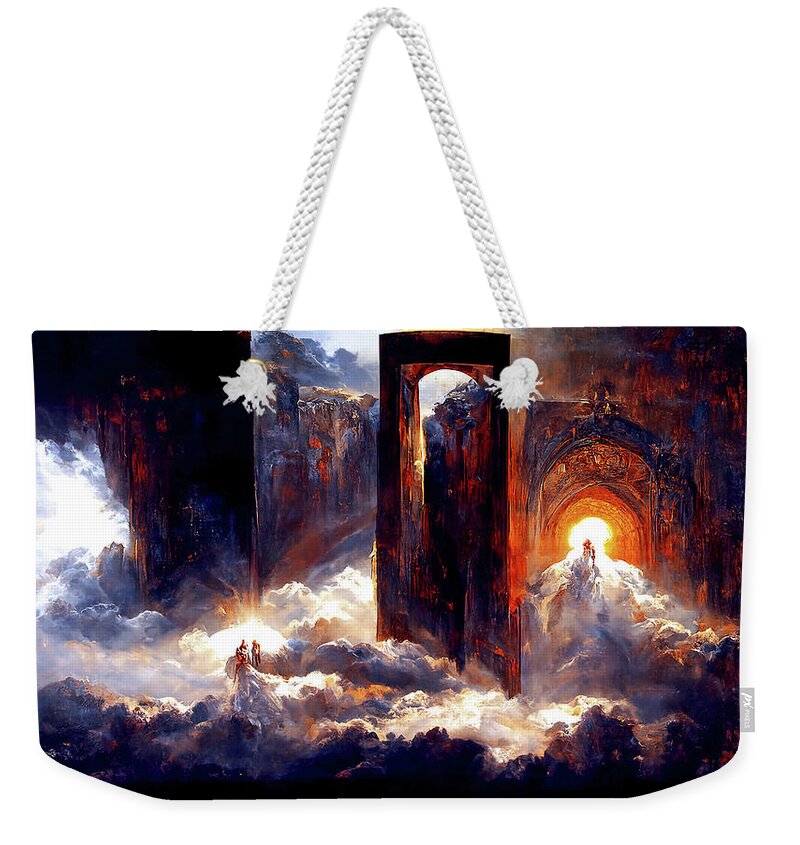 Heaven Weekender Tote Bag featuring the painting Ascending to the Gates of Heaven, 02 by AM FineArtPrints