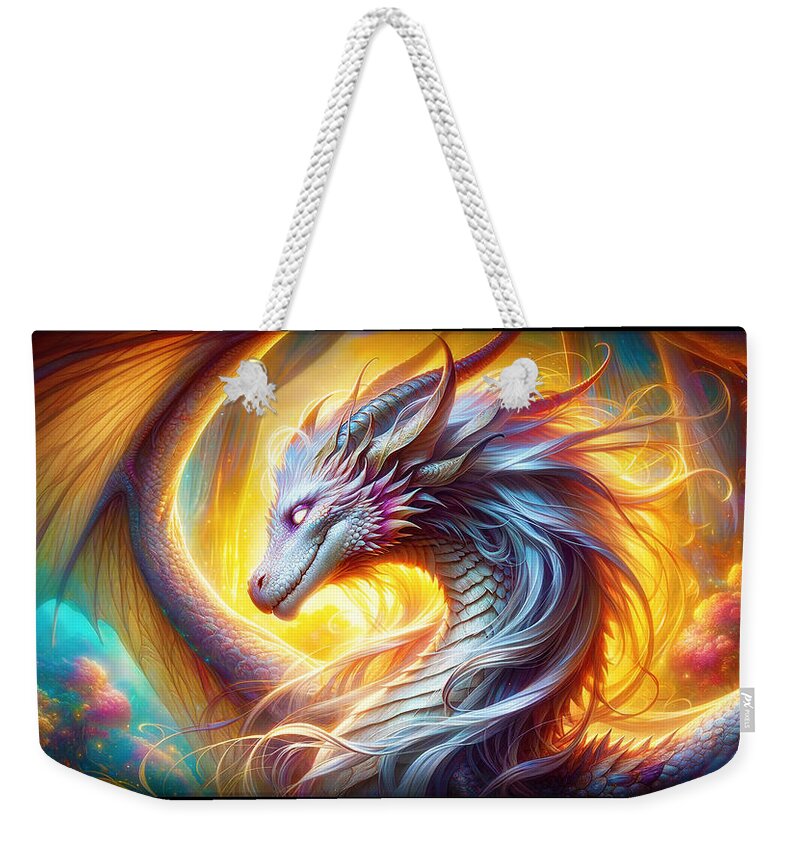 Dragon Weekender Tote Bag featuring the digital art Ashantise Dragon Goddess of Light by Shawn Dall