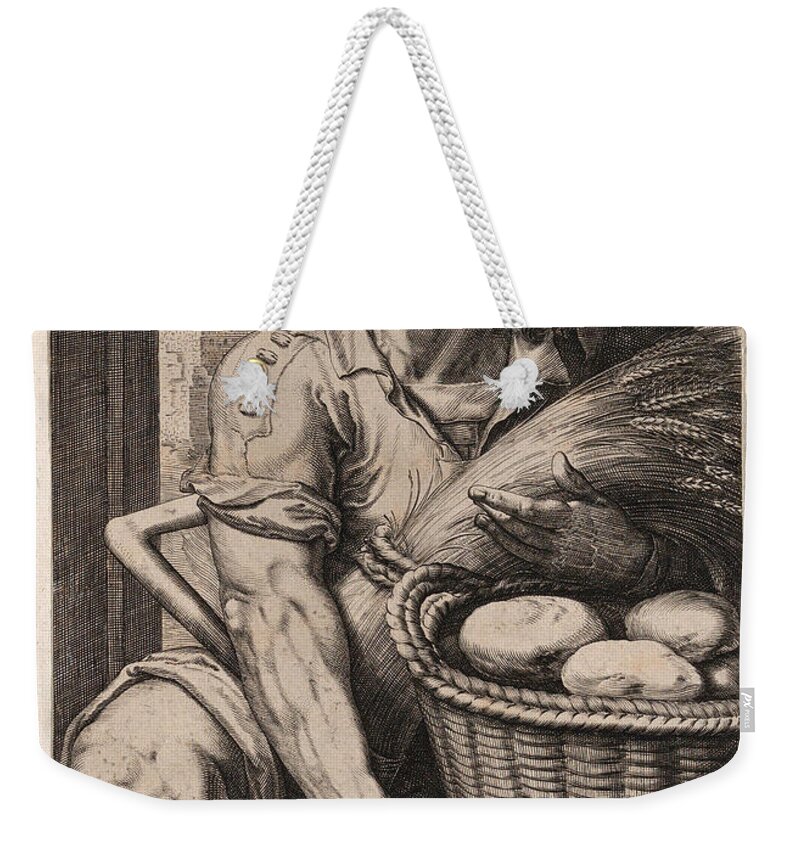 Jacques De Gheyn Ii Weekender Tote Bag featuring the drawing Asher by Jacques de Gheyn II