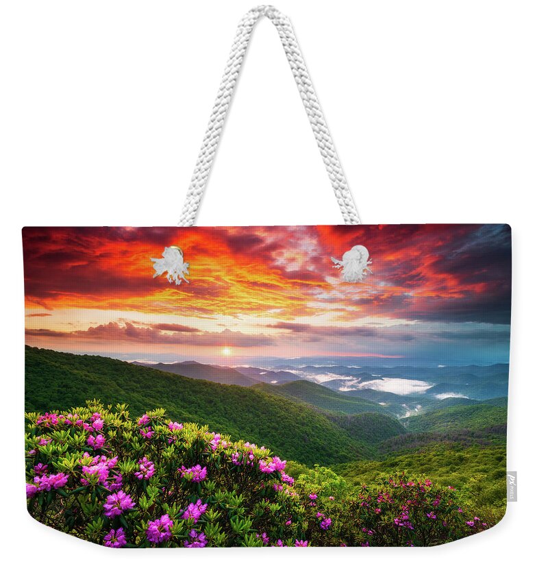 Blue Ridge Parkway Weekender Tote Bag featuring the photograph Asheville North Carolina Blue Ridge Parkway Scenic Sunset Landscape by Dave Allen