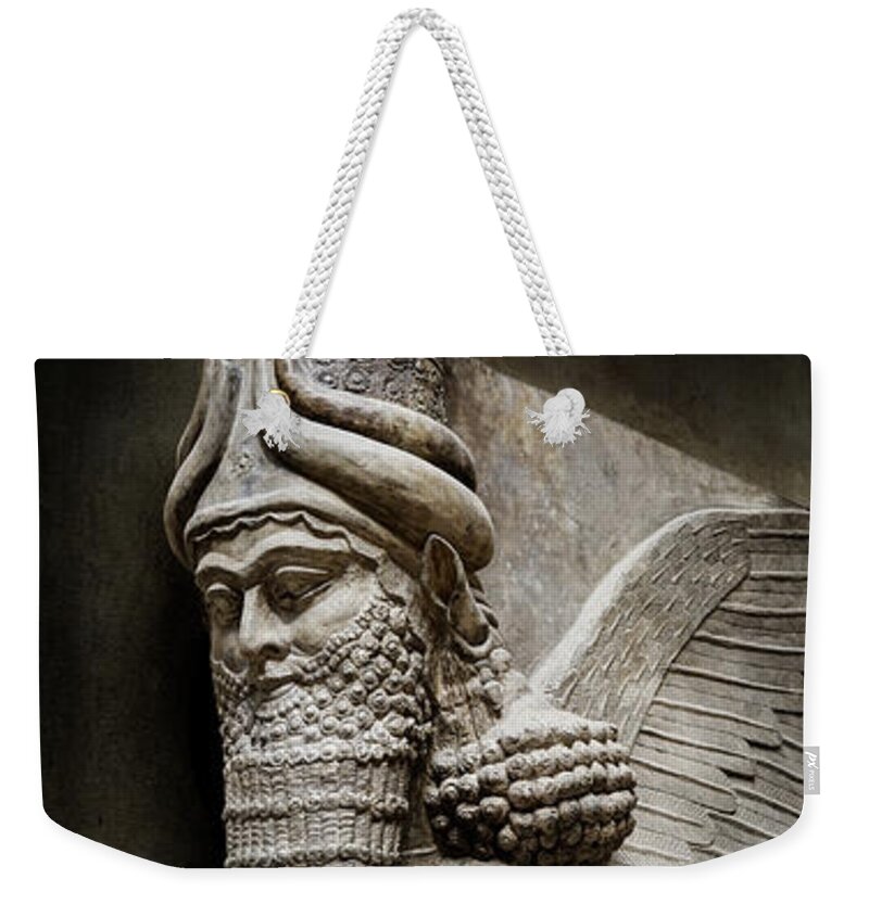 Assyrian Human Headed Winged Bull Weekender Tote Bag featuring the photograph Assyrian Human-headed Winged Bull by Weston Westmoreland