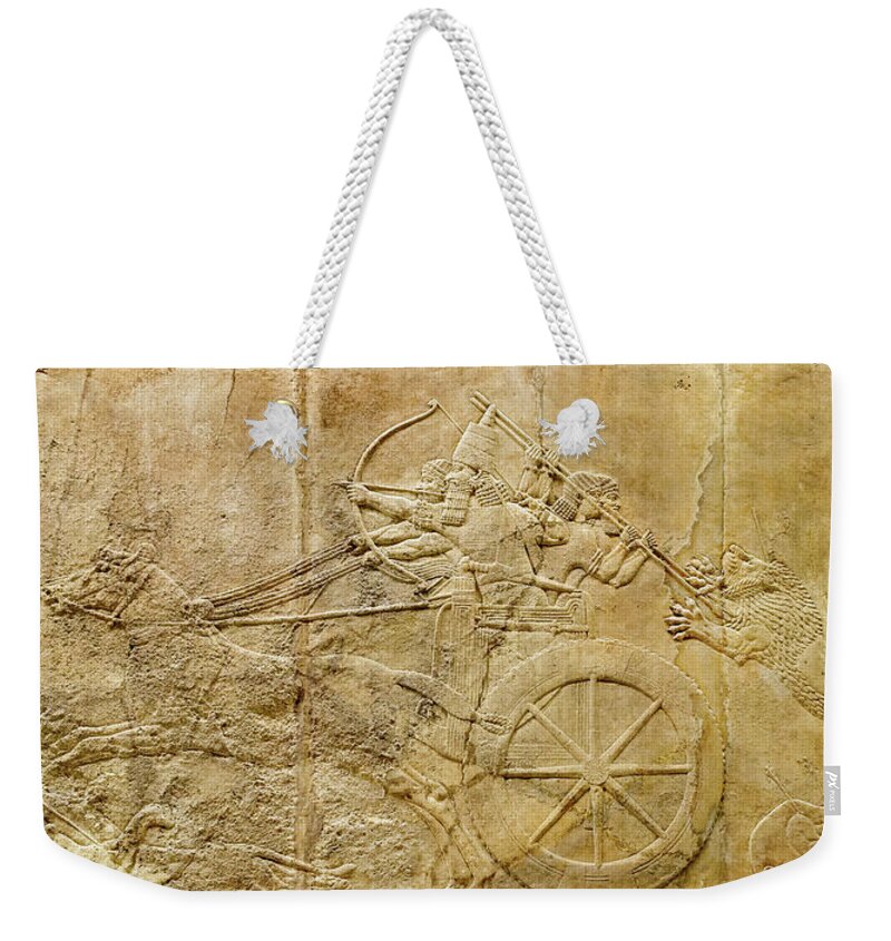 Assyrian Lion Hunt Weekender Tote Bag featuring the photograph Assyrian Lion Hunt 03 by Weston Westmoreland