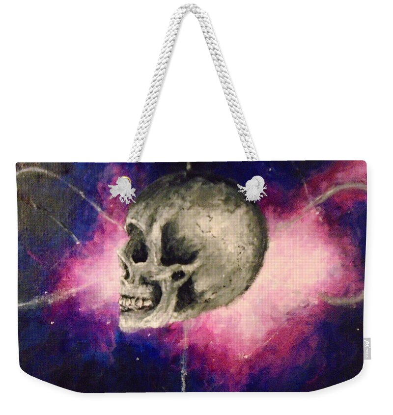 Skull Weekender Tote Bag featuring the painting Astral Projections by Jen Shearer