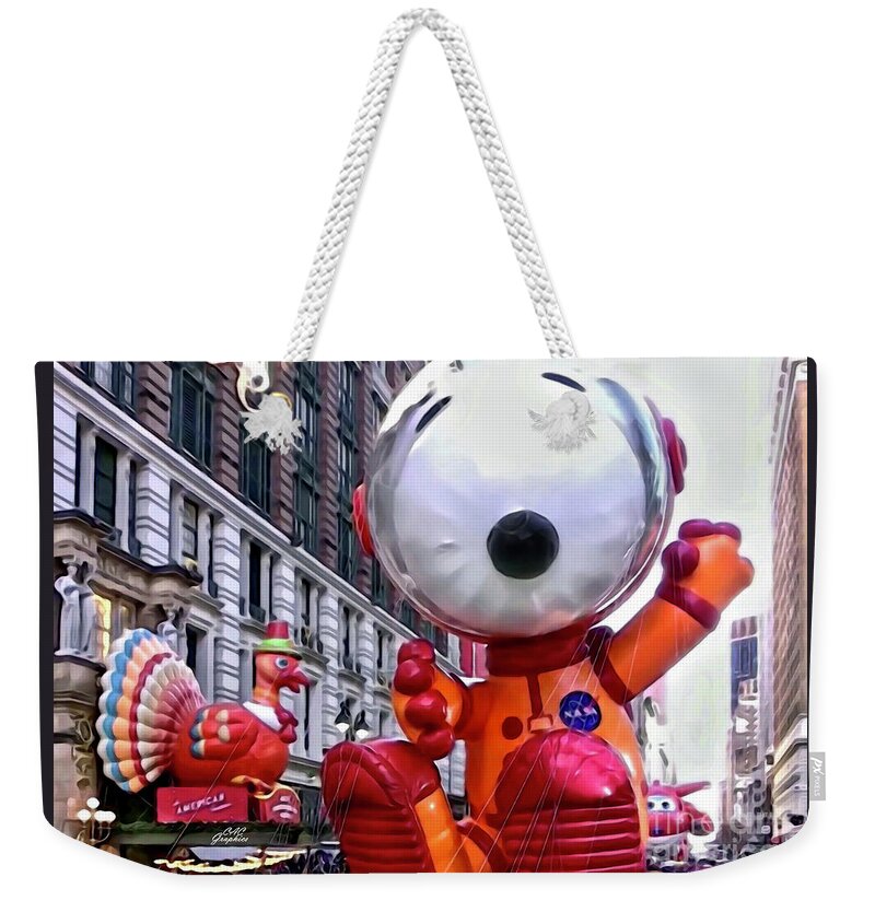 Macy's Weekender Tote Bag featuring the digital art Astronaut Snoopy Macys Thanksgiving 2 by CAC Graphics