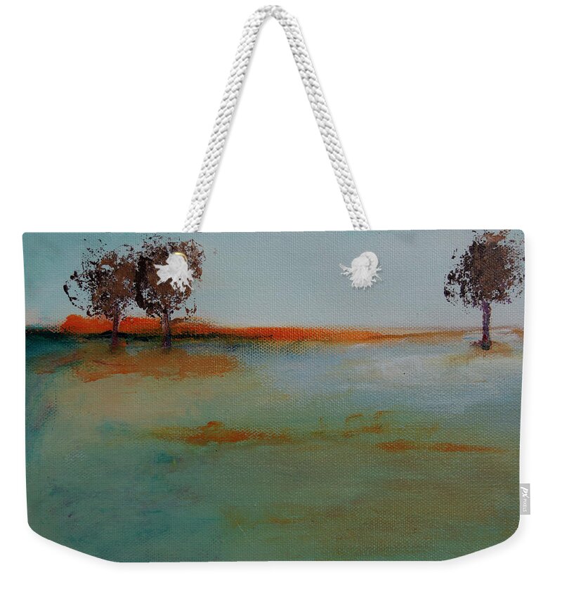 Tree Weekender Tote Bag featuring the painting At Dawn by Linda Bailey