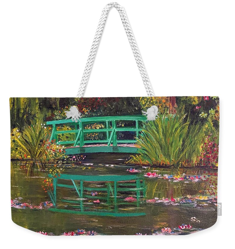 Oil Weekender Tote Bag featuring the painting At Giverny - France - Oil on Canvas by Jean-Pierre Ducondi