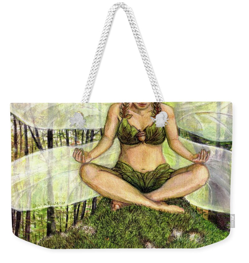 Fairy Weekender Tote Bag featuring the drawing At One with the Forest by Shana Rowe Jackson