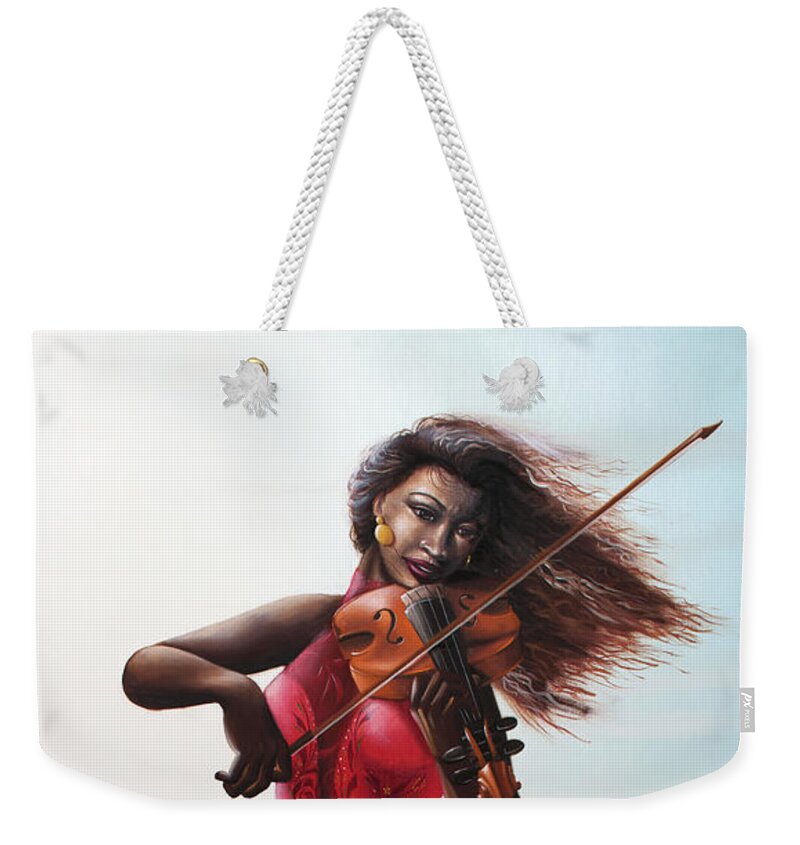 Portraits In Sounds Weekender Tote Bag featuring the painting At Sea by Clement Bryant