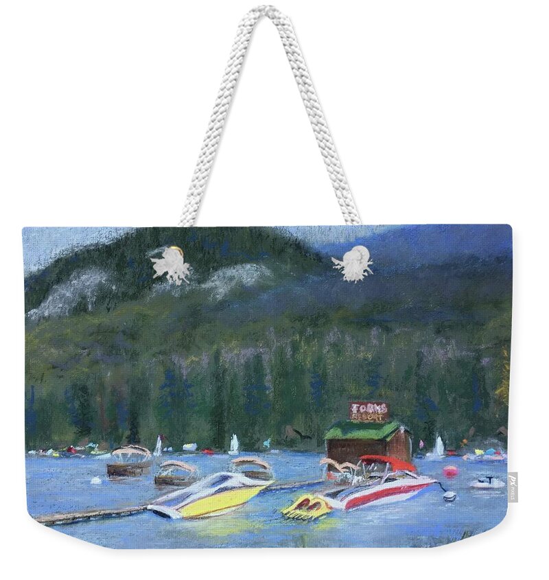 Bass Lake Weekender Tote Bag featuring the pastel At The Forks by Sandra Lee Scott