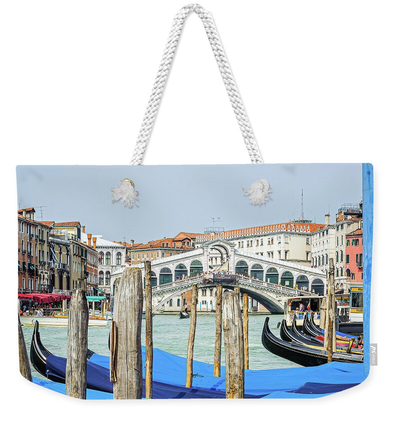 Venice Weekender Tote Bag featuring the photograph At The Rialto by Marla Brown