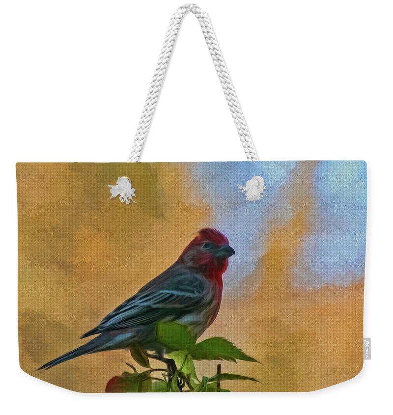 Bird Weekender Tote Bag featuring the photograph At The Top by Cathy Kovarik