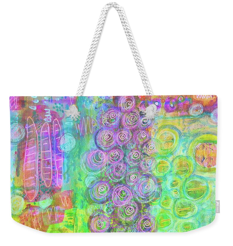 Waterlily Weekender Tote Bag featuring the mixed media At the Waterlilypond by Mimulux Patricia No