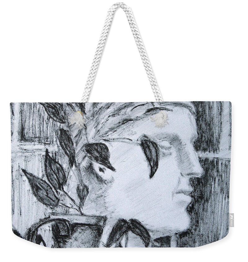 Bust Weekender Tote Bag featuring the drawing Athena by Sam Sidders