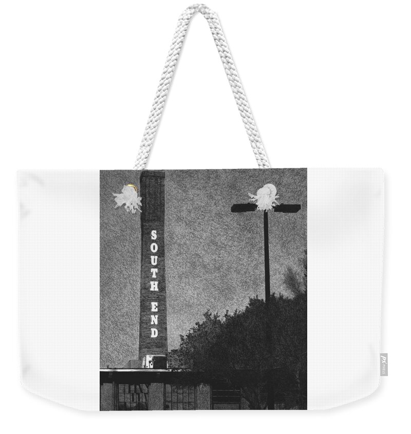 Charlotte Weekender Tote Bag featuring the drawing Atherton Mill by Mark Baranowski
