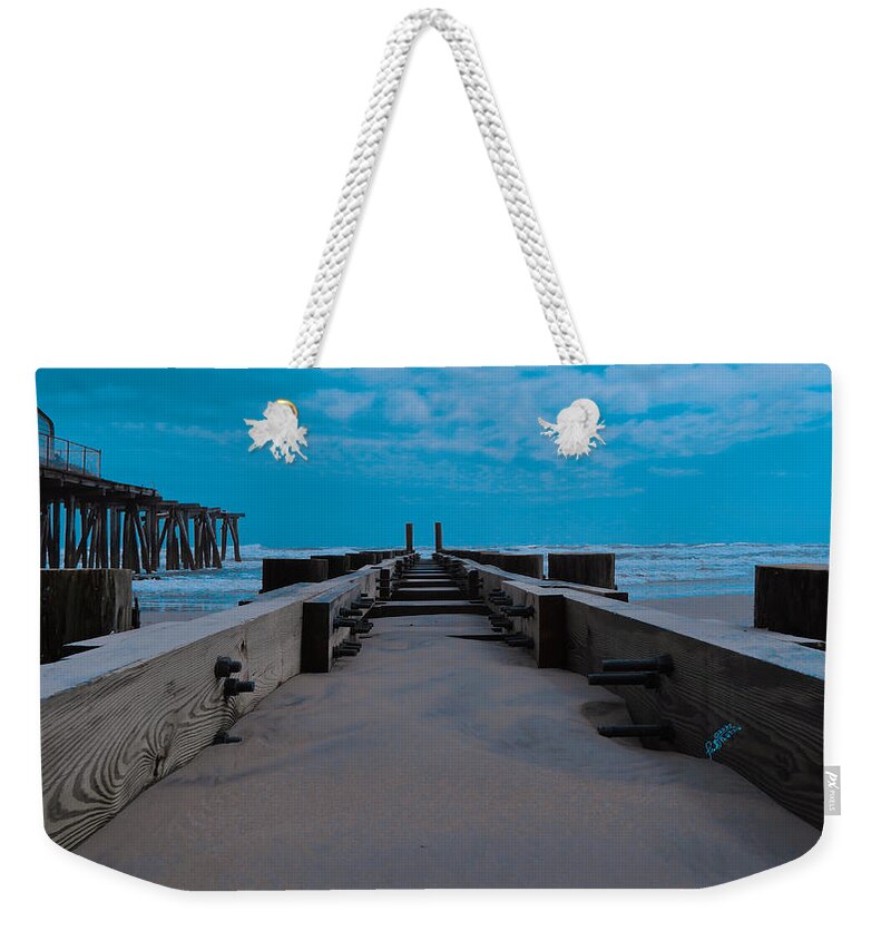 Ocean Weekender Tote Bag featuring the digital art Atlantic City Piers by Leon deVose