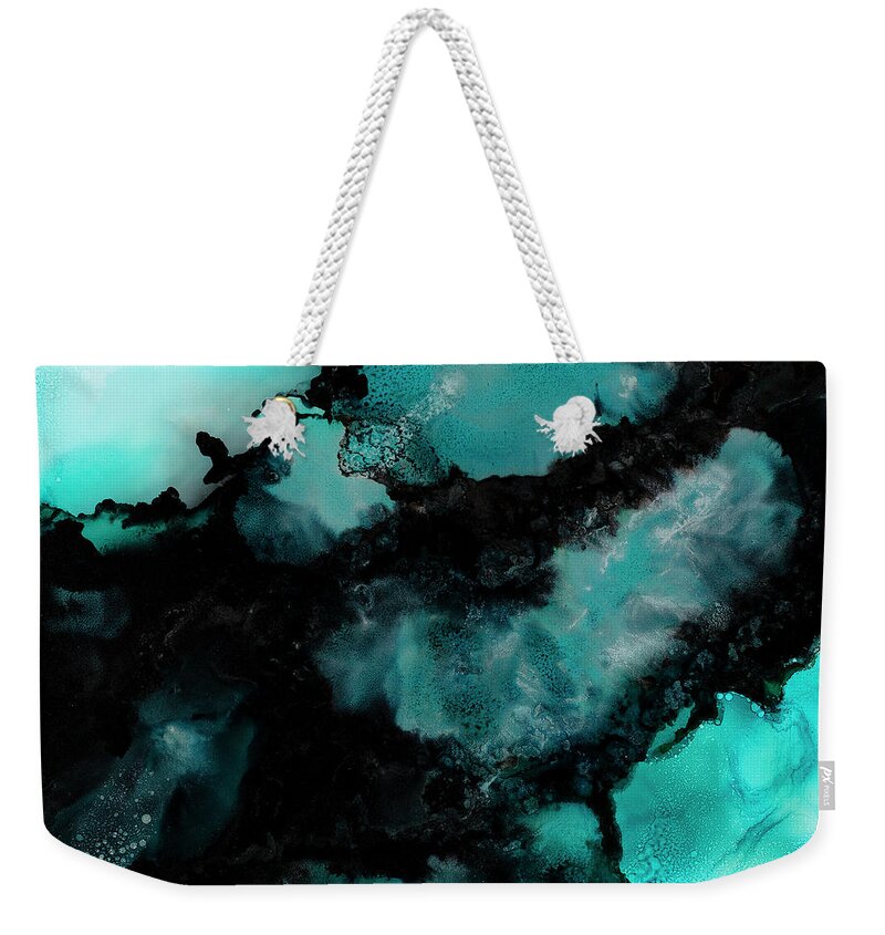 Teal Weekender Tote Bag featuring the painting Atoll by Tamara Nelson