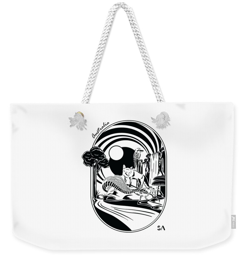 Black And White Weekender Tote Bag featuring the digital art Australia by Silvio Ary Cavalcante