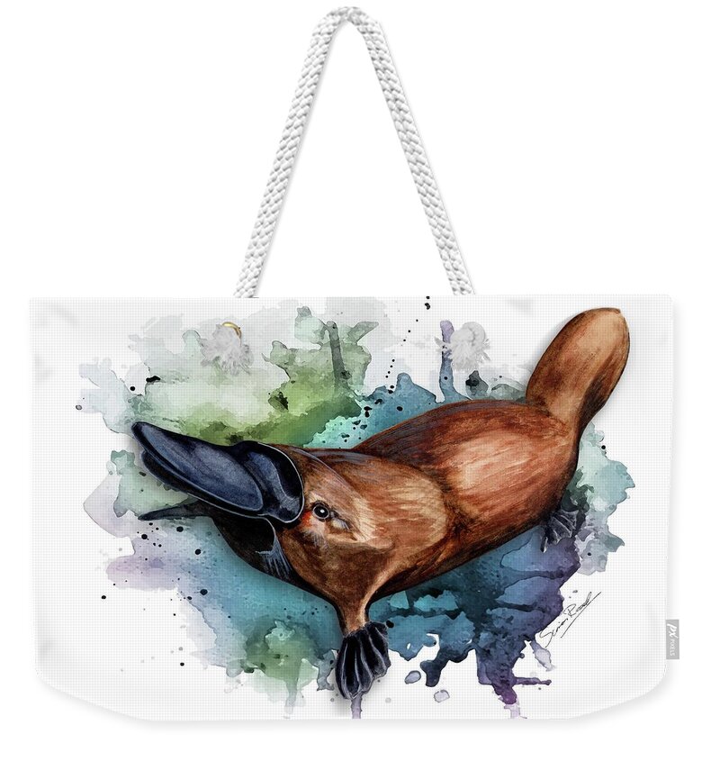 Art Weekender Tote Bag featuring the painting Australian Platypus by Simon Read