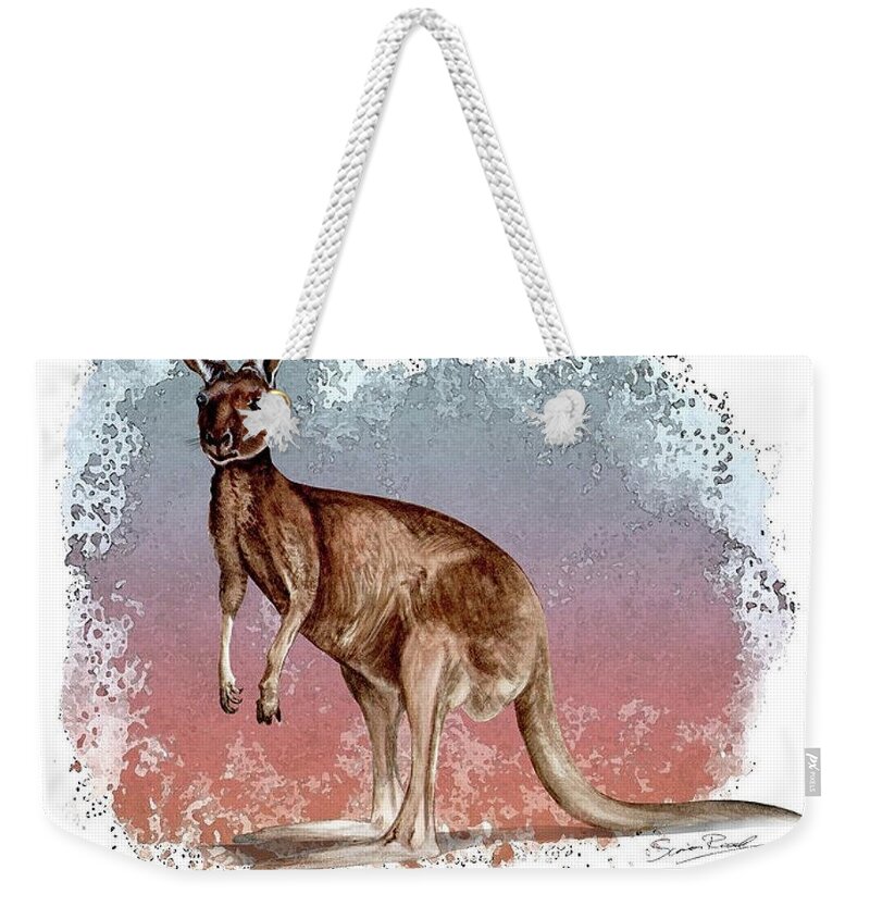 Art Weekender Tote Bag featuring the painting Australian Red Kangaroo by Simon Read